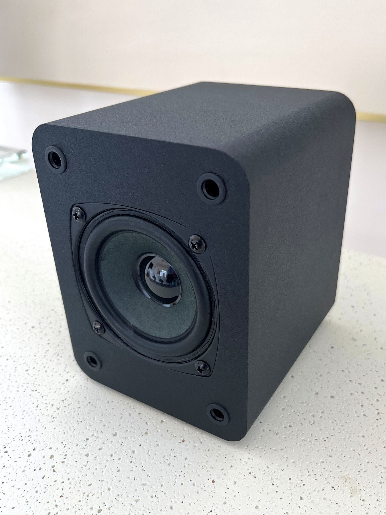 HouseWaves-One profile view — single driver visible with grille removed