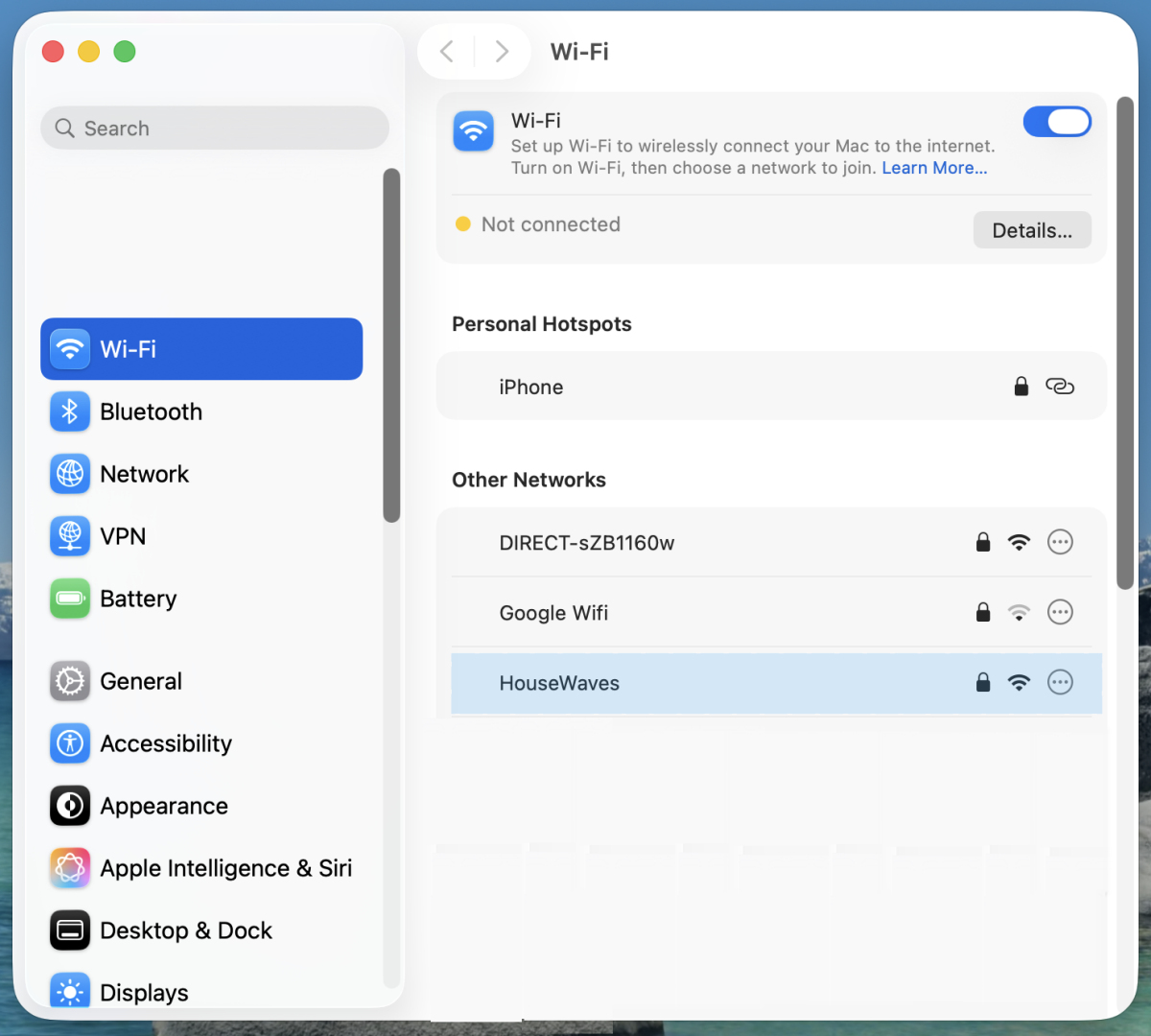 Step 1 — Plug in HouseWaves speaker, join HouseWaves Wi-Fi from phone or laptop to begin setup